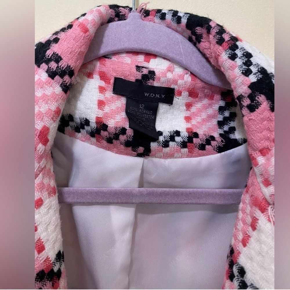 Stylish Pink Plaid Women's Coat - Picture 3 of 3